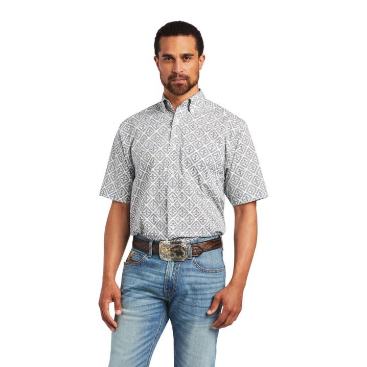 Ariat Baylor Classic Fit Shirt Bele | 6C1FLnu5