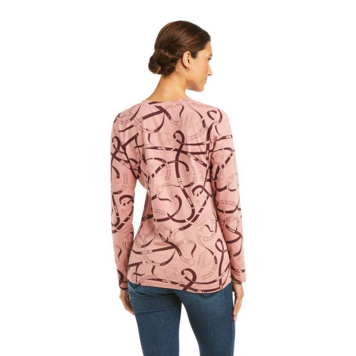 Ariat Bridle Print T-Shirt Sive Roza | MFzK7NEA