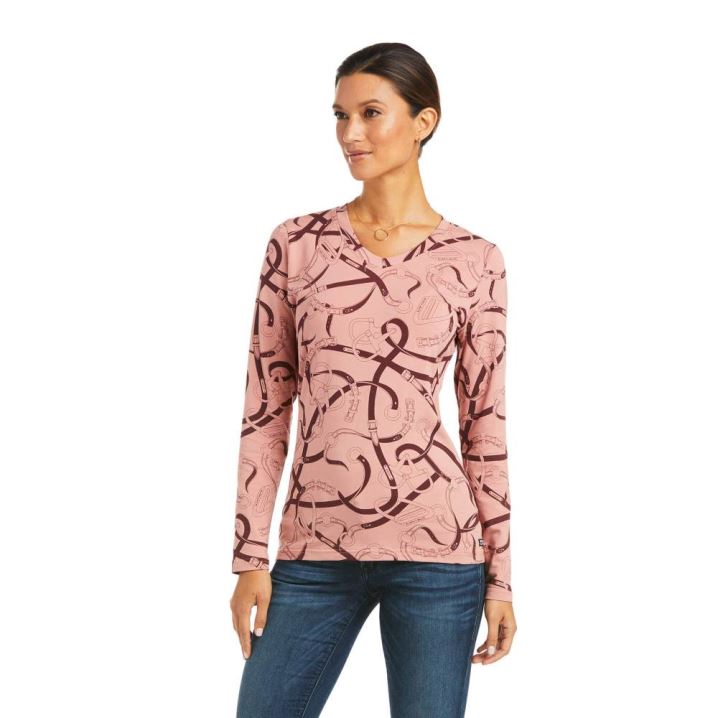 Ariat Bridle Print T-Shirt Sive Roza | MFzK7NEA