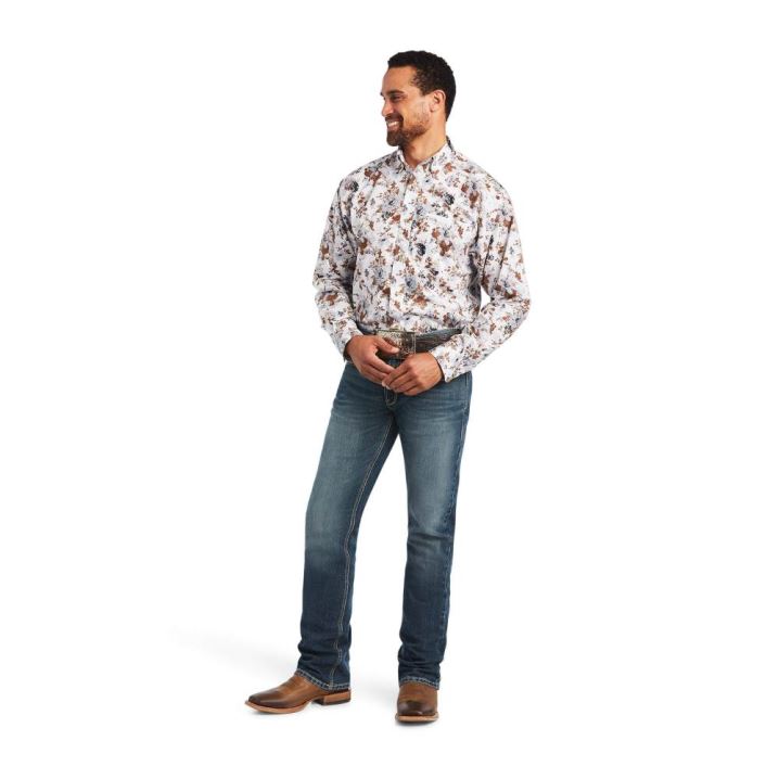 Ariat Bryant Classic Fit Shirt Bele | 9TnOAG0W