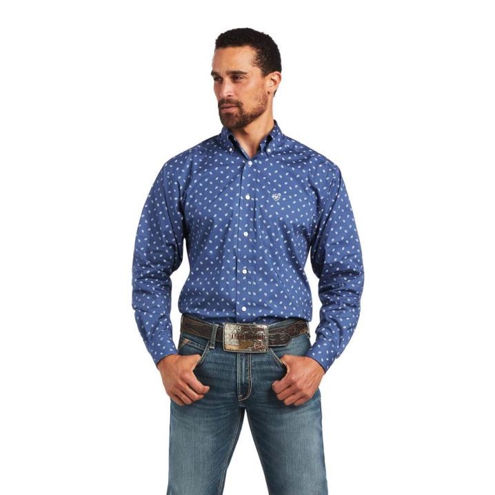 Ariat Brycen Stretch Classic Fit Shirt Temno Sive Modre | zbhByUiX