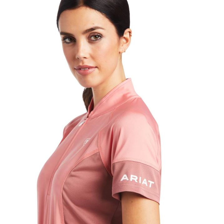 Ariat Cambria Jersey 1/4 Zip Baselayer Peach Blossom/Antique Rubia | to79ReZ8