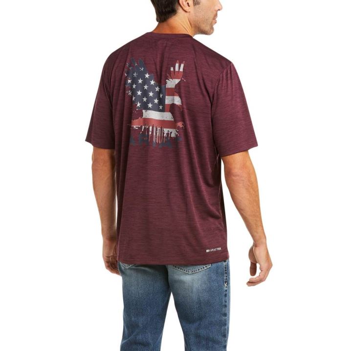 Ariat Charger Grafične Eagle T-Shirt Malbec | F5IEXxO4