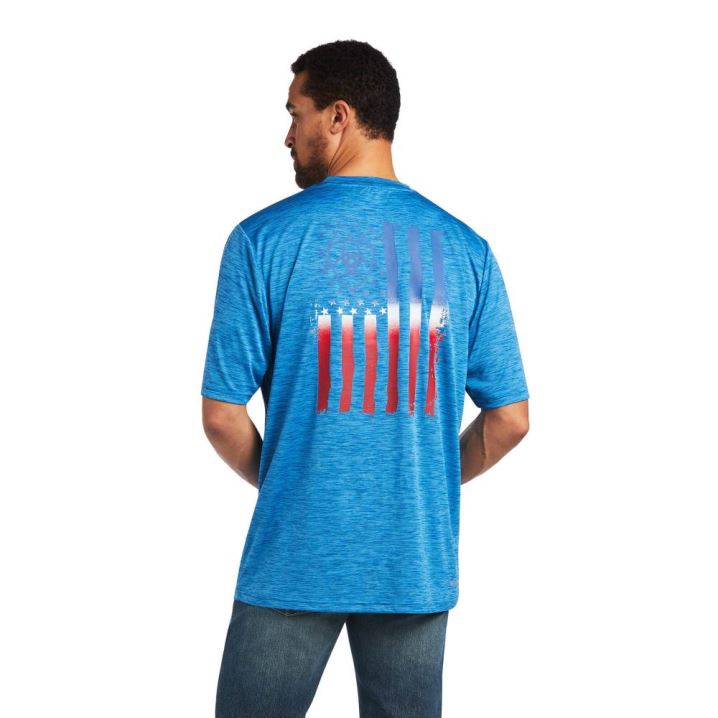 Ariat Charger Vertical Flag Tee Modre | m5we2E4p