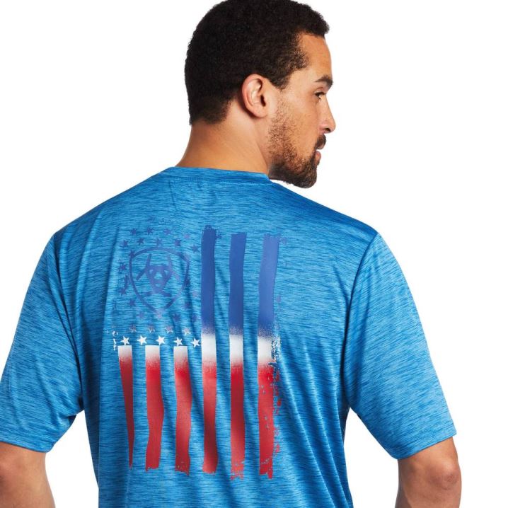 Ariat Charger Vertical Flag Tee Modre | m5we2E4p