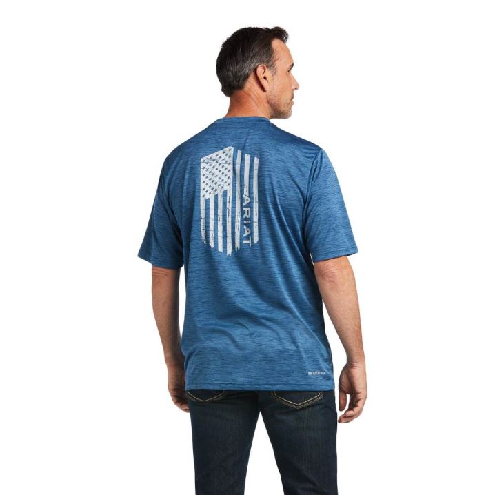 Ariat Charger Vertical Flag Tee Skyfall | LSGScTl0