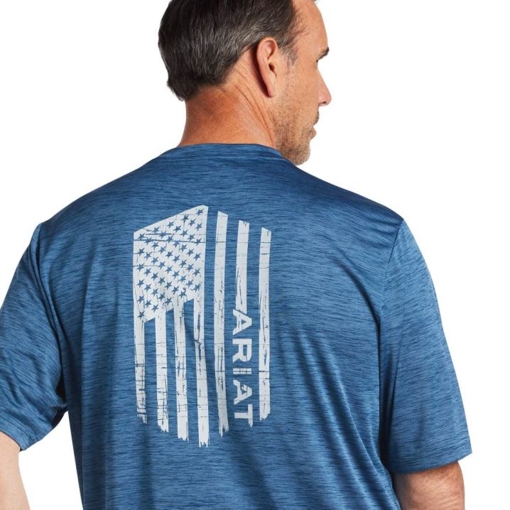 Ariat Charger Vertical Flag Tee Skyfall | LSGScTl0