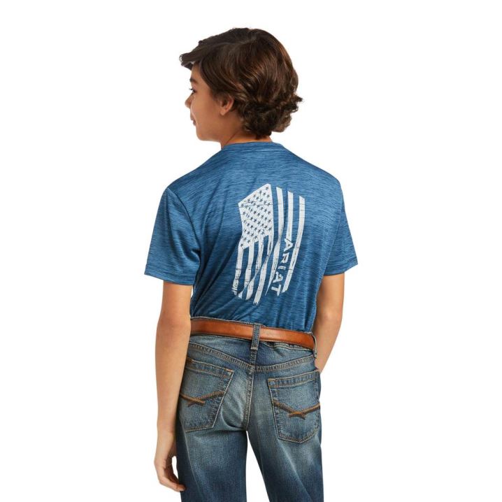 Ariat Charger Vertical Flag Tee Skyfall | wlGJeEDn