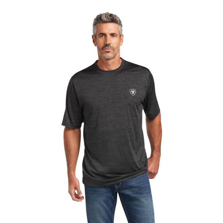 Ariat Charger Vertical Flag Tee Temno Sive | owadGGUv