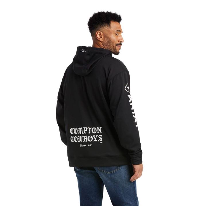 Ariat Compton Cowboys Tek Hoodie Črne | c4eyBOaC