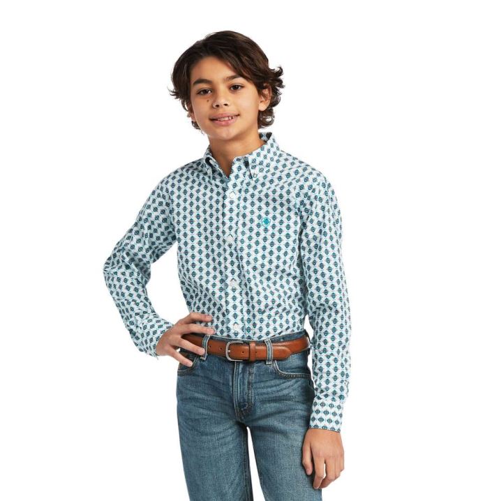 Ariat Derek Classic Fit Shirt Bele | 31dSeBiX