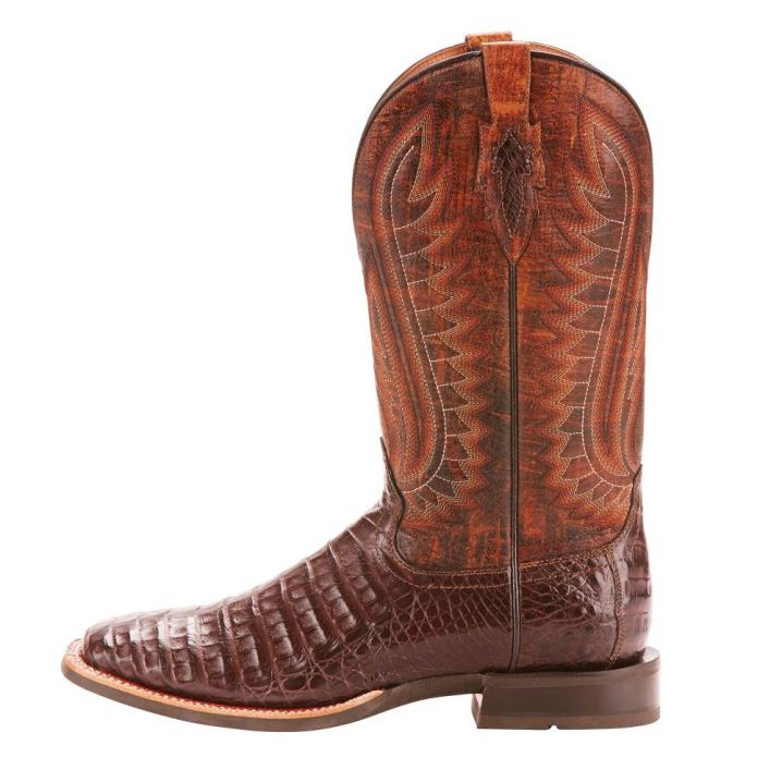 Ariat Double Down Western Boot Antique Pecan Caiman Belly | wE8HQsQs