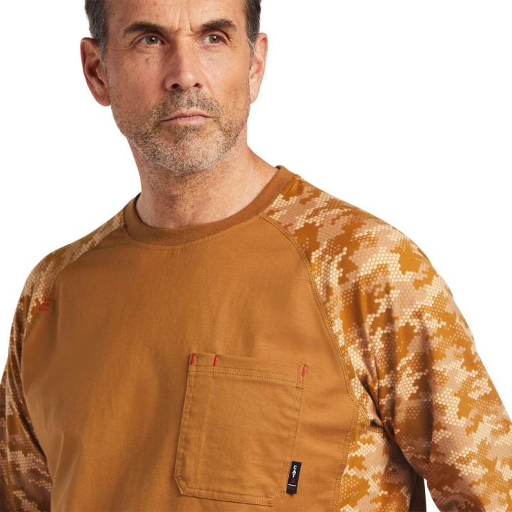 Ariat FR AC Stretch Camo Baseball T-Shirt Rjave | lI55nZfT