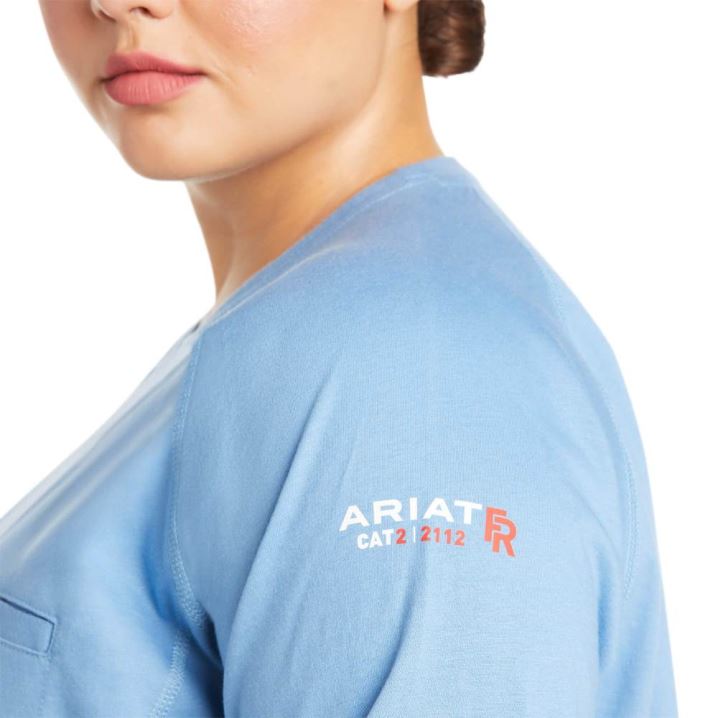 Ariat FR Air Crew T-Shirt Modre | QOgs8egU