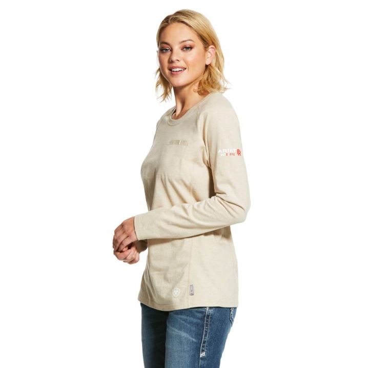 Ariat FR Air Crew T-Shirt Sand Heather | meYakmq0