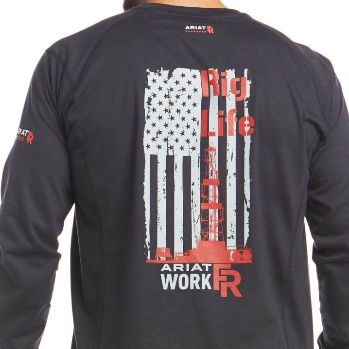 Ariat FR Air Rig Life Grafične T-Shirt Črne | GRAC5sMx