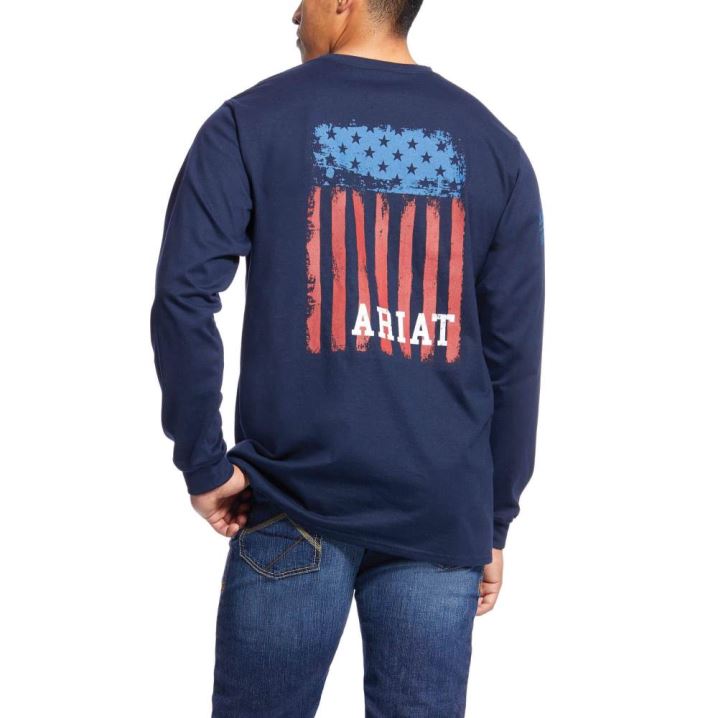 Ariat FR Americana Grafične T-Shirt Temno Modre | A2KqNixk