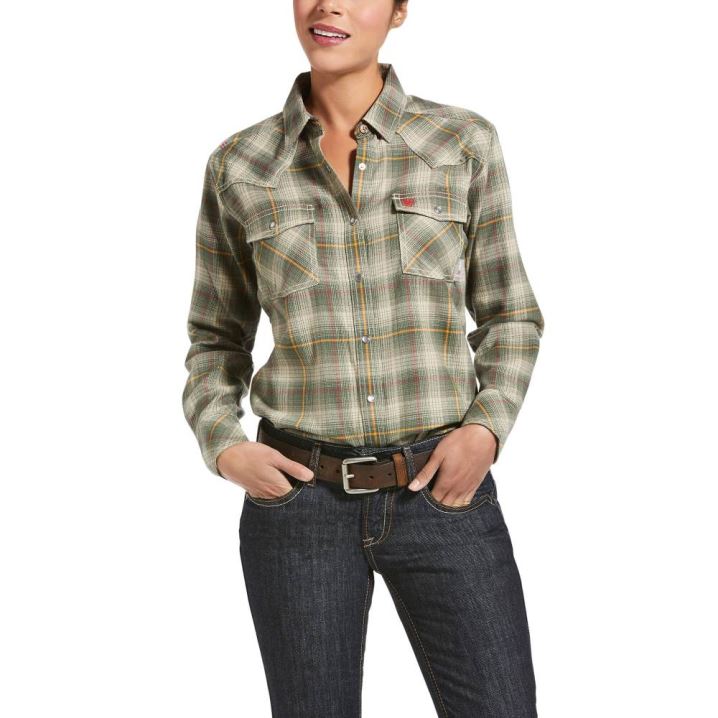 Ariat FR Connally Retro Fit Snap Work Shirt Bele | JPndnMDc