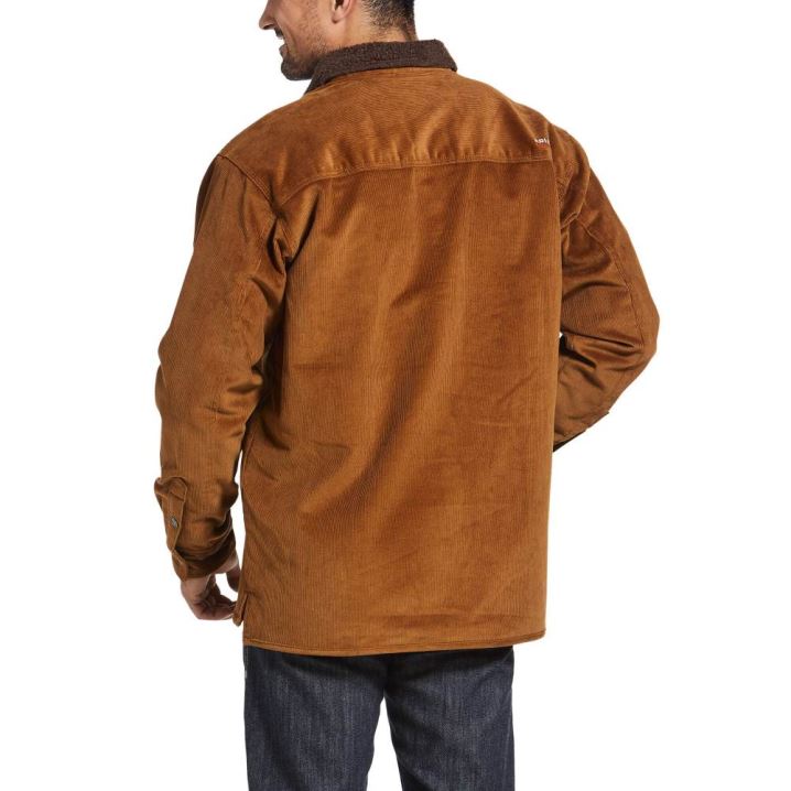 Ariat FR DuraStretch Sherpa-lined Corduroy Shirt Jacket Rjave | ZPb4SlhQ