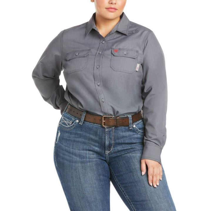 Ariat FR Featherlight Work Shirt Gunmetal | woZT81ER