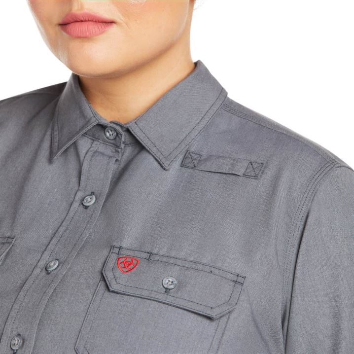 Ariat FR Featherlight Work Shirt Gunmetal | woZT81ER