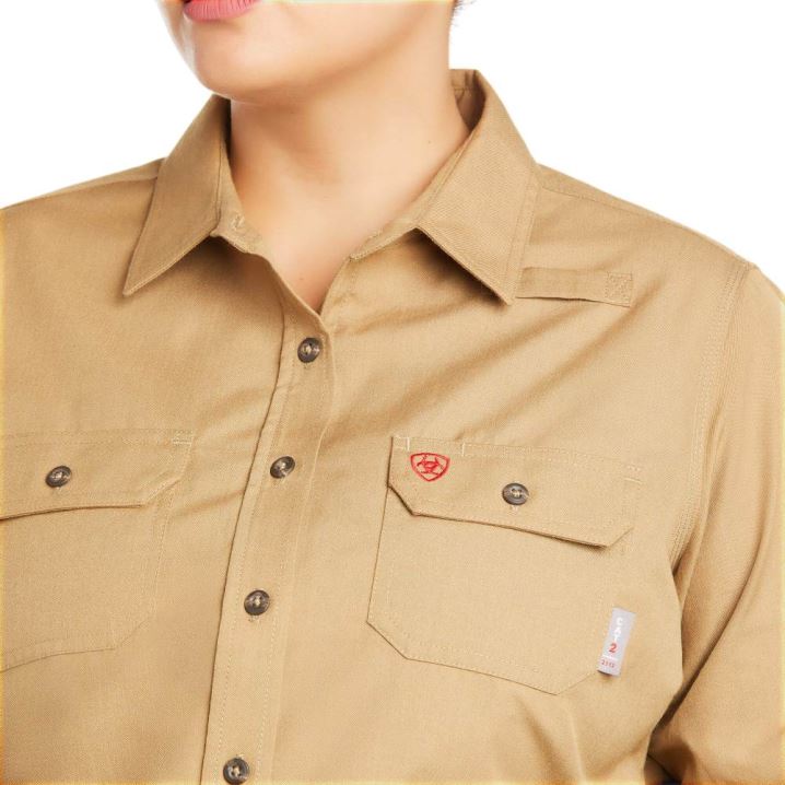 Ariat FR Featherlight Work Shirt Kaki | ZYiWwHbh