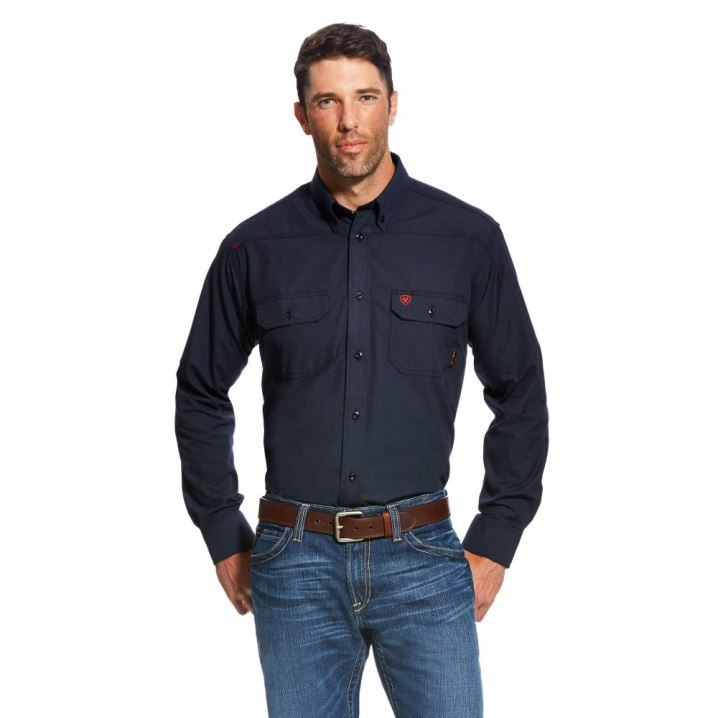 Ariat FR Featherlight Work Shirt Temno Modre | NhWTTlNd