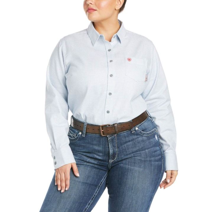 Ariat FR Hermosa DuraStretch Work Shirt Bele | ocbSk3aa