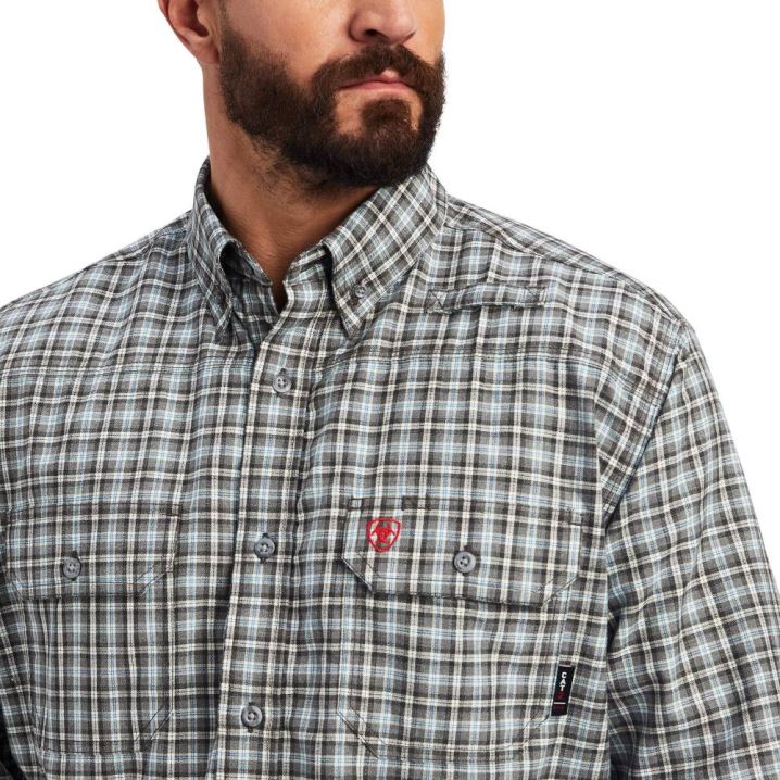 Ariat FR Plaid Featherlight Work Shirt Turkizna | LrllMwDf