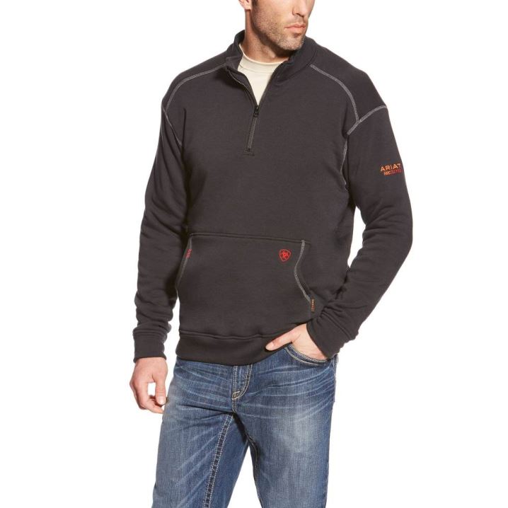 Ariat FR Polartec Fleece 1/4 Zip Top Črne | RZhnONeF