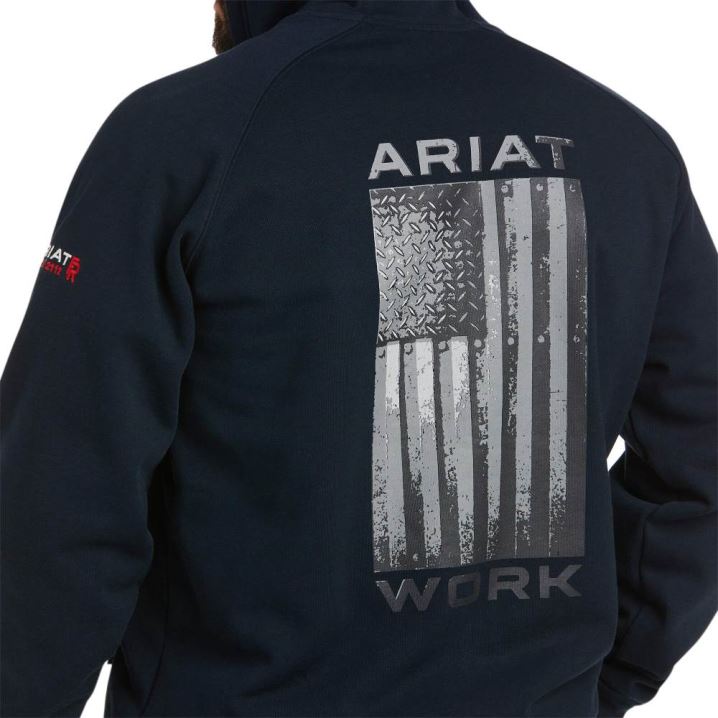 Ariat FR Primo Fleece Alloy Flag Full Zip Hoodie Temno Modre | DrPNnxgR