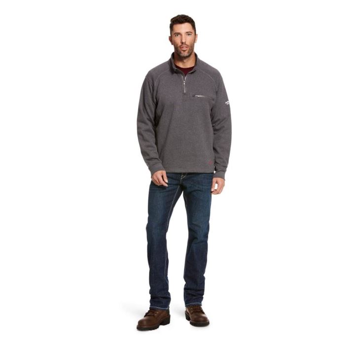 Ariat FR Rev 1/4 Zip Top Sive | 3Fm5QV8l