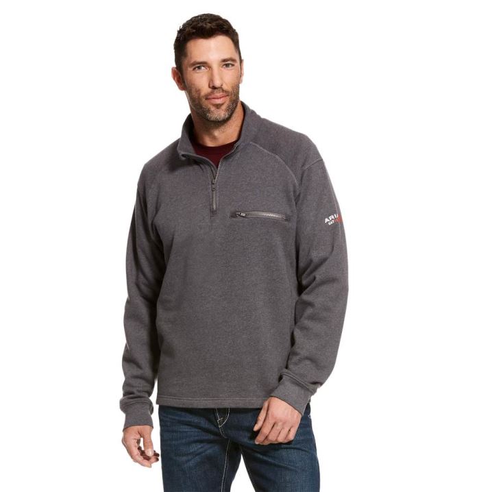 Ariat FR Rev 1/4 Zip Top Sive | 3Fm5QV8l