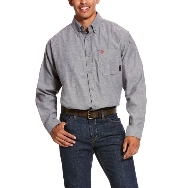 Ariat FR Solid Twill DuraStretch Work Shirt Temno Modre | CXvUhdOj