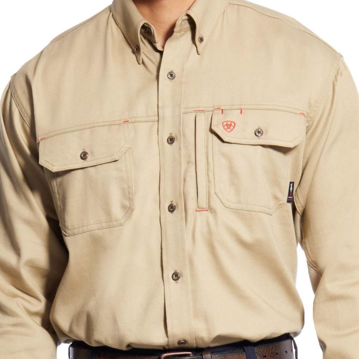 Ariat FR Solid Vent Work Shirt Kaki | VRhp3jIR