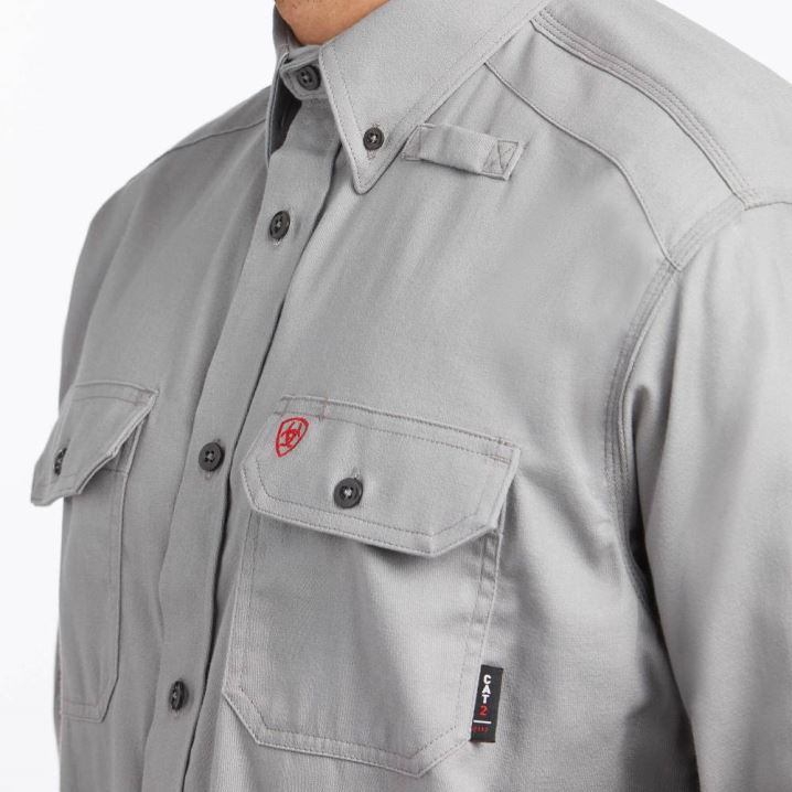 Ariat FR Solid Work Shirt Srebrne | K1Noplay