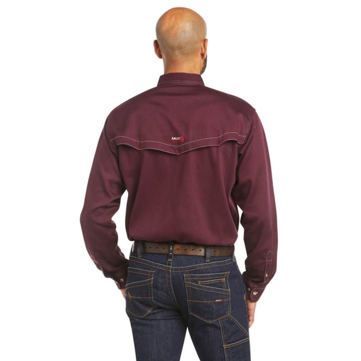 Ariat FR Vented Work Shirt Malbec | ovtxvJcf