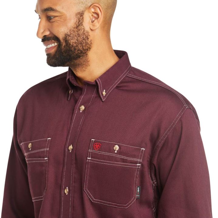 Ariat FR Vented Work Shirt Malbec | ovtxvJcf