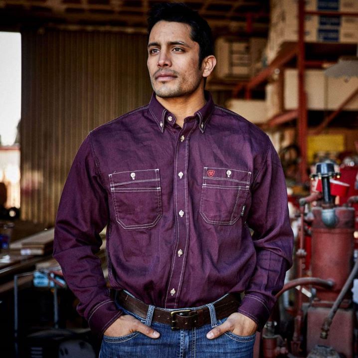 Ariat FR Vented Work Shirt Malbec | ovtxvJcf