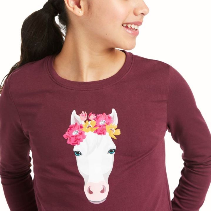 Ariat Flower Crown T-Shirt Windsor Wine | UxXC6EOR