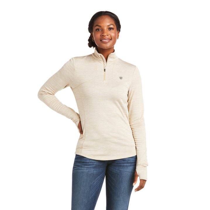 Ariat Gridwork 1/4 Zip Baselayer Raw Canvas | npBxEWqA