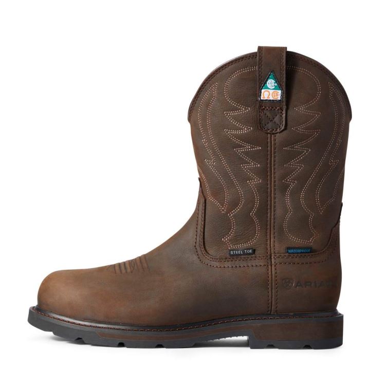 Ariat Groundbreaker CSA Waterproof Steel Toe Work Boot Temno Rjave | bYlbKIHf