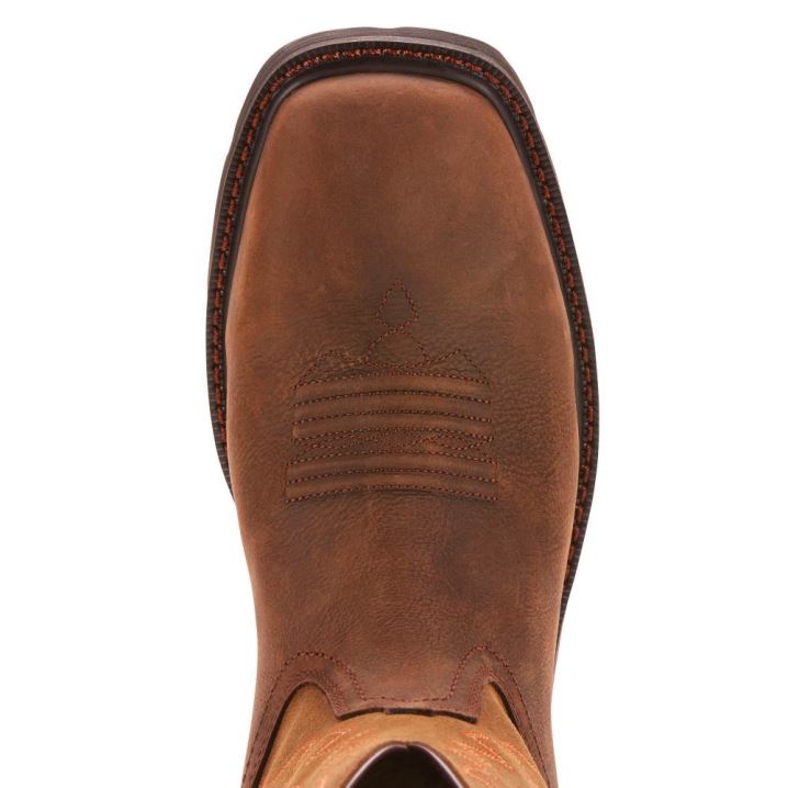 Ariat Groundbreaker Wide Square Toe Waterproof Work Boot Temno Rjave | GRMyxeWs