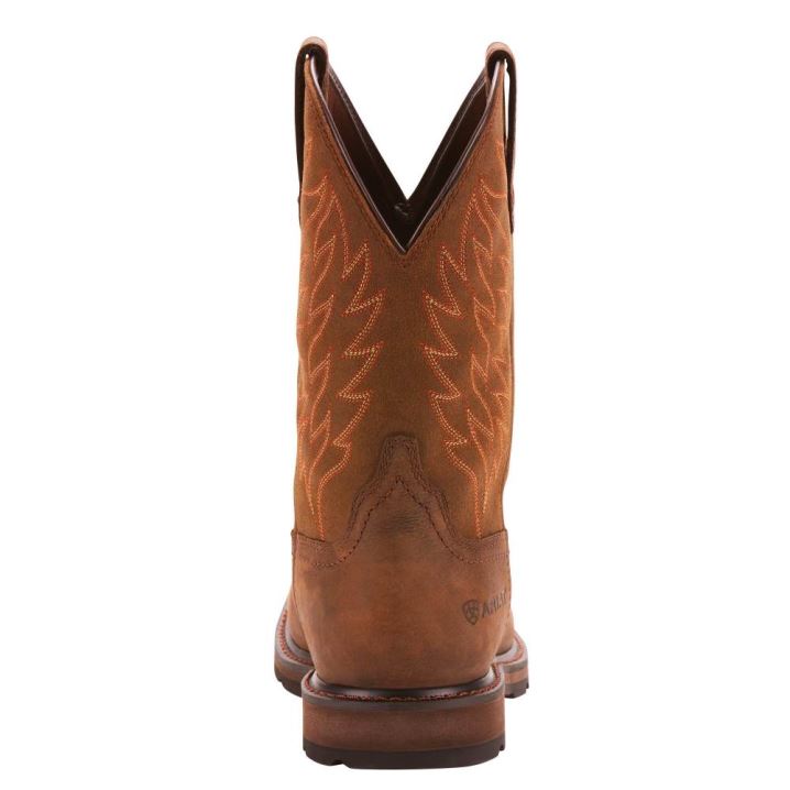 Ariat Groundbreaker Wide Square Toe Waterproof Work Boot Temno Rjave | GRMyxeWs