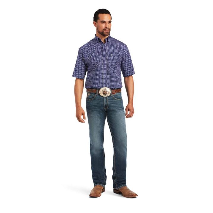 Ariat Izaak Classic Fit Shirt Temno Modre Modre | Z1KlJ7Nt