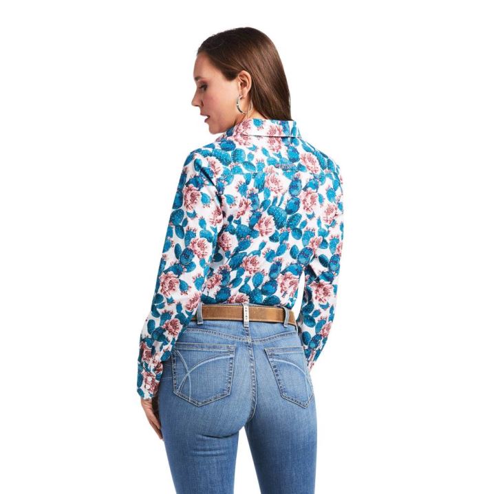 Ariat Kirby Stretch Shirt Hibiscus Cactus Print | 7nweCDGs