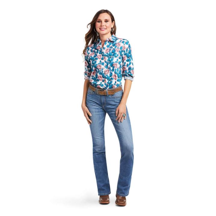 Ariat Kirby Stretch Shirt Hibiscus Cactus Print | 7nweCDGs