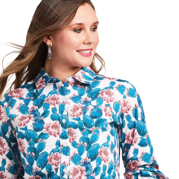 Ariat Kirby Stretch Shirt Hibiscus Cactus Print | 7nweCDGs