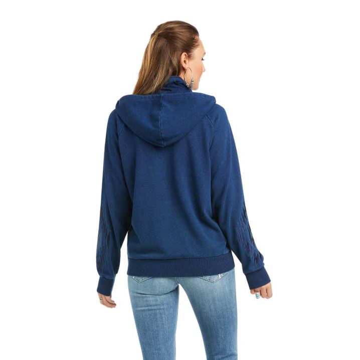 Ariat Knit Denim Full Zip Sweatshirt Modre | 1ekrP5vs