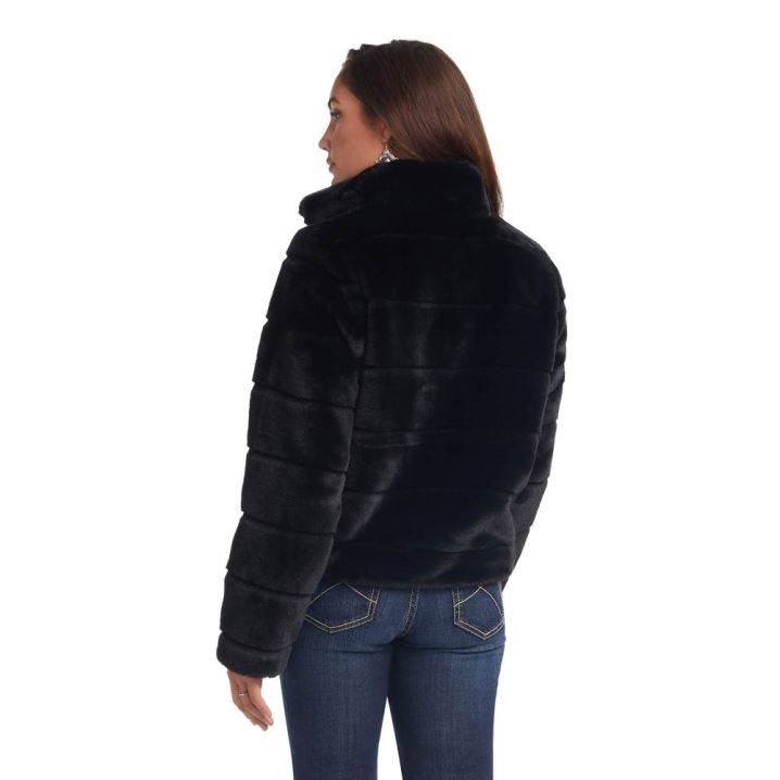 Ariat Ladies Night Faux Fur Coat Črne | 6nZbDz6A